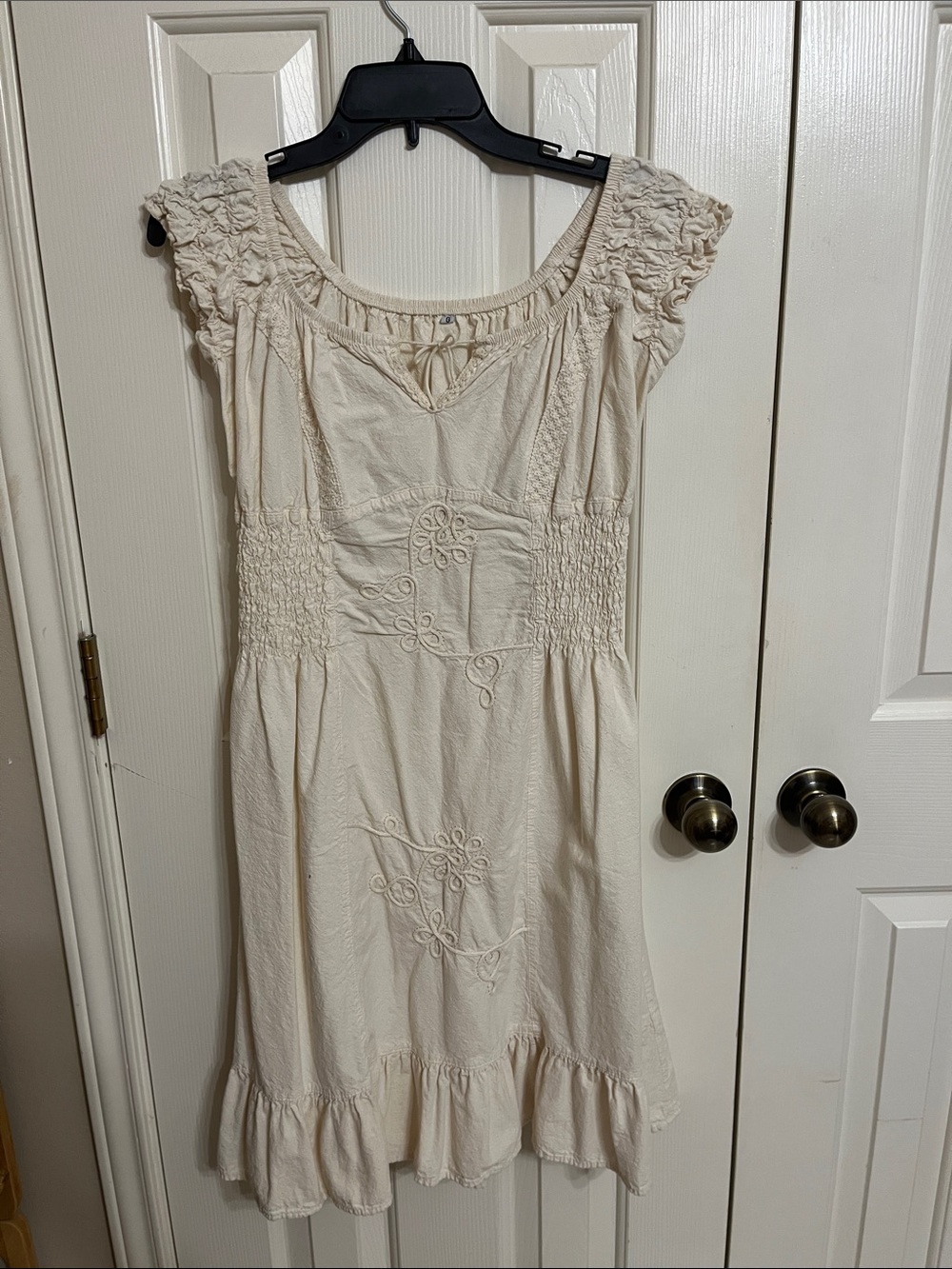 Women's Cream Embroidered Summer Dress